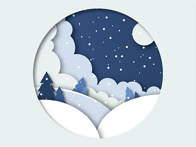 winter paper cutout effect christmas graphic design illustration illustrator shape elements snowy weather winter