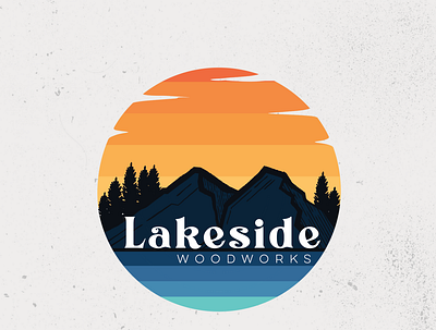 Lakeside woodworking logo (choice b) bright lake logo logodesign natural retro woodowrking