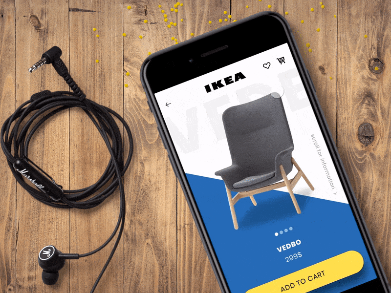 Ikea concept app's product page interaction ikea interaction invision app product