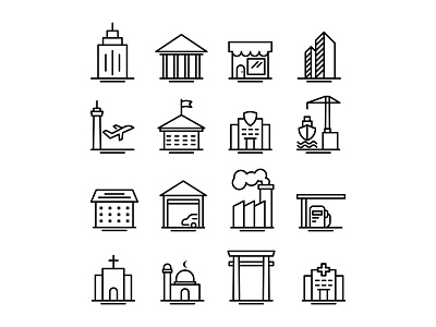 Minimalist simple Set of Buildings design flat graphic design icon icon ui ux ui ux vector vectors