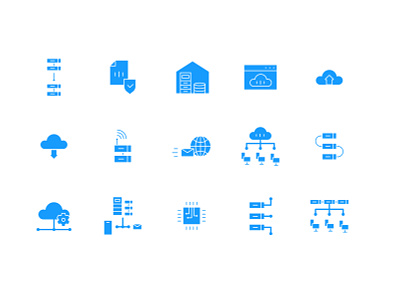 Icon Pack Server and Databases cloud connection data database databases design file graphic design hosting icon icon set icons network server servers ui user ux vector vectors