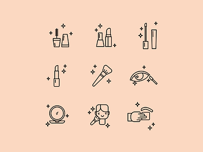 Icon outline set Make Over Beauty abstraction animation design graphic design icon cosmetic illustration line icon outline icon simple icon ui ux vector vectors