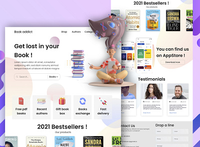 BookStore Landing Page UI UX 3d book books bookstore branding landing page store ui ux webdesign website