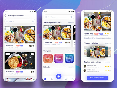 RestoRent - Mobile Application for Restaurants reservation app application branding design food food delivery mobile rating restaurant ui ux