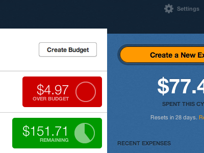 Updated Dashboard budgets button dashboard money spendly
