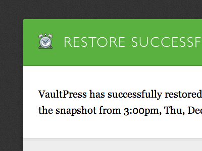 Restore Successful database restore green vaultpress wordpress