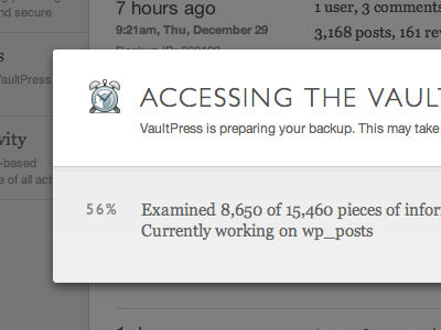 Accessing the Vault modal vaultpress