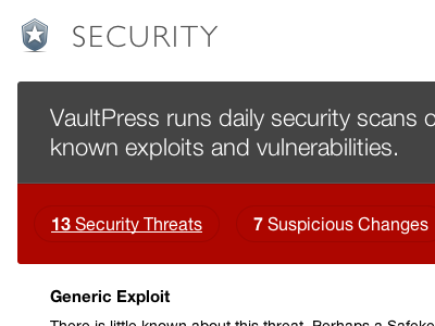 Security, a work in progress. report security vaultpress wordpress
