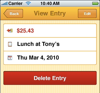 View Entry finance iphone red spendly yellow