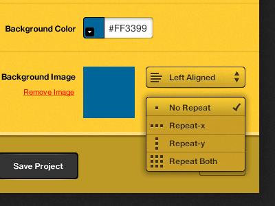 Background Settings clickdummy client dropdown select yellow