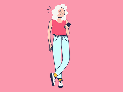 Girl Connected colorful design flat illustration illustrator minimal mobile people vector