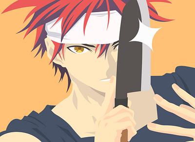 Souma flat art (from Food Wars) animeart illustration vector