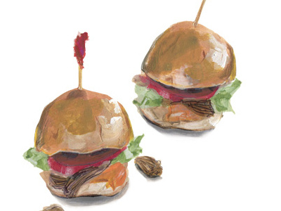 Sliders for TASTE WG 2015 food food illustration hamburgers illustration painting sliders