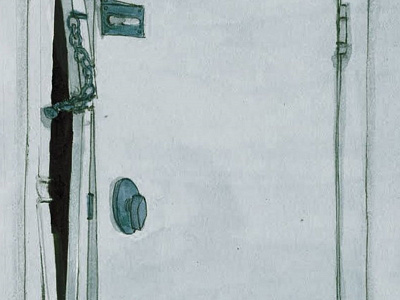 Broken Locks door drawing editorial illustration painting watercolor