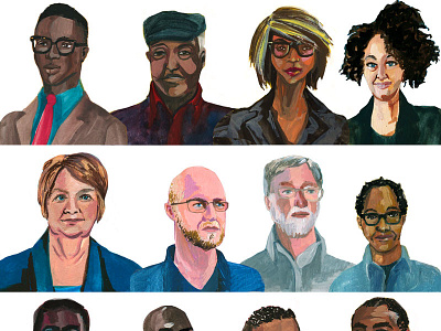 Portraits from Dolezal Bunch Article broadly commission dolezal drawing editorial family gouache illustration painting