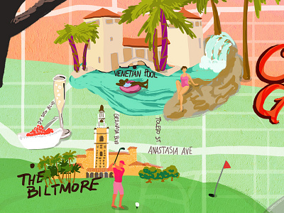 Coral Gables Map blog digital editorial guide illustration jessica olah map paint photoshop