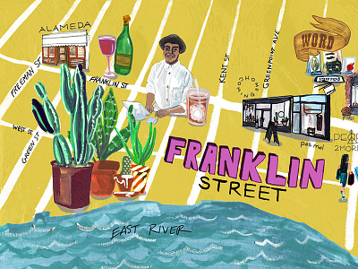 Franklin Street Guide alpha sixty digital gouache guide hotels illustration map painting