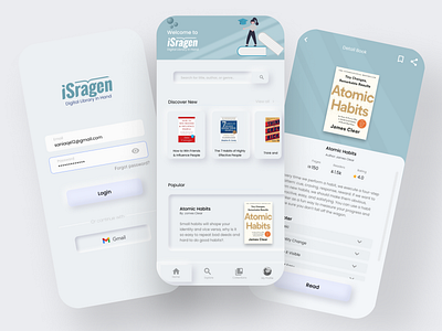 ISragen Redesign - Digital Library App digital library library library app mobile app redesign concept