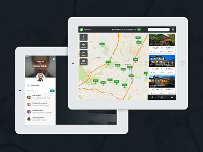 Profile Drawer & Map View activity breakingbad design drawer feed ipad layout mockup profile timeline walterwhite