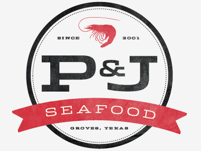 P&J Seafood - Identity branding identity logo red restaurant seafood slab serif