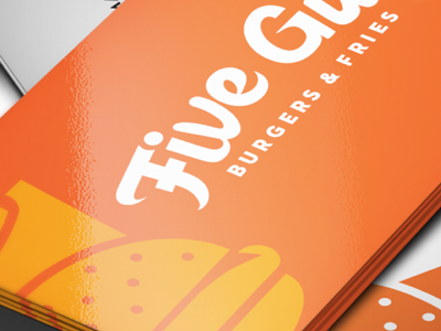 Business Card branding burger business cards design fries logo orange shadows word logos yellow