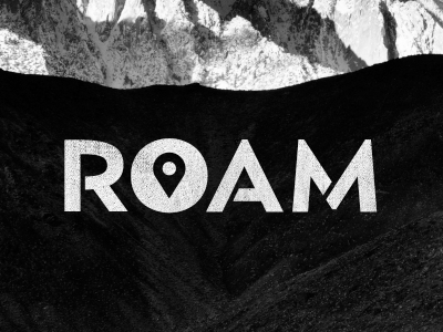 Roam location logo magazine masthead pin roam texture type white