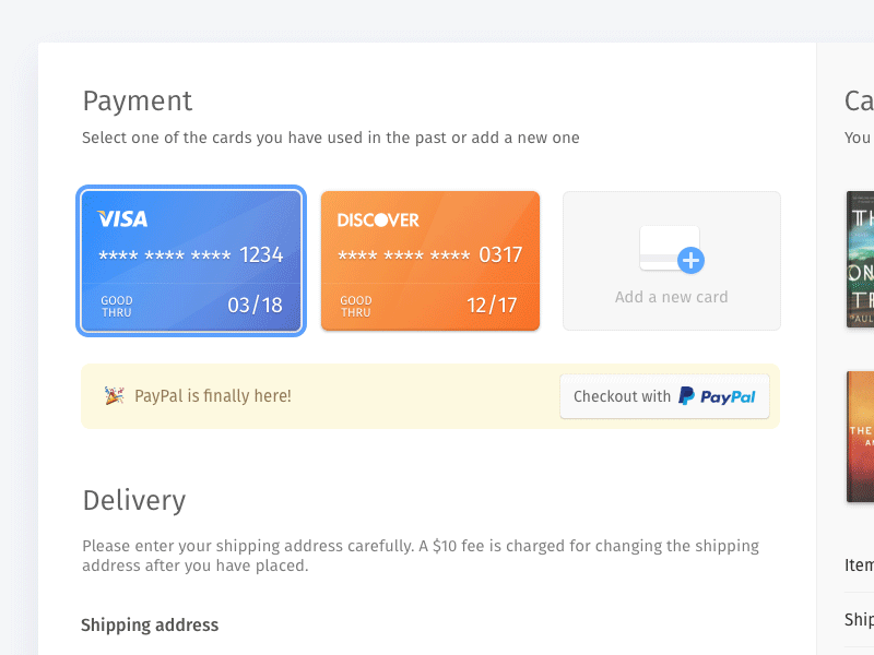 Checkout 002 books card checkout credit card dailyui form payment shipping
