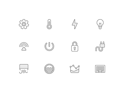 Home Automation Icon Set automation flat home icons lights monochrome outline power security settings statistics