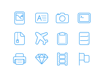 Icons #3 camera files flight icon icons outline photo sketch terminal video