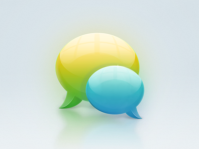 Chat icon 3d blue bubble chat colored conversation glossy green icon mirror window