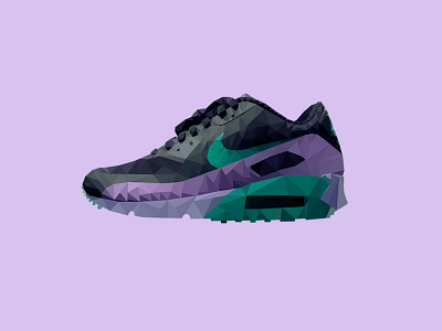 Air Max 90s art design geometric illustration lowpoly photoshop print shoes sneakers