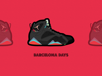 Air Jordan VII Retro || "Barcelona Days" colors design flat graphic icon illustrator jordans minimal shoe sneaker