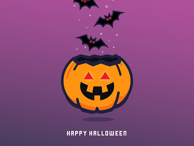 Evil Pumpkin bats fall halloween happy halloween icons illustration pumpkin