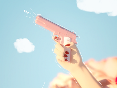 pink gun 3d design illustration pink