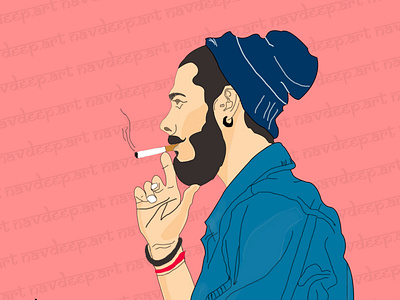 Illustration Art Man Smoking
