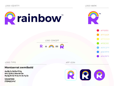 Rainbow logo design (R letter Mark)