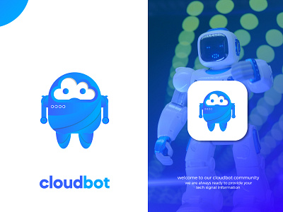 cloud + robot, symbol logo