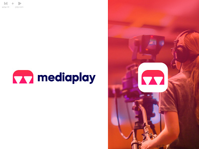 mediaplay logo design (m + play icon)