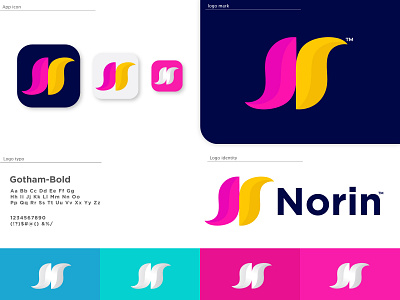 Norin logo branding | N letter mark app design brand branding branding identity custom logo design flat logo icon illustration latter logo logo logo design logo mark logos logotype mark modern logo n logo symbol ui