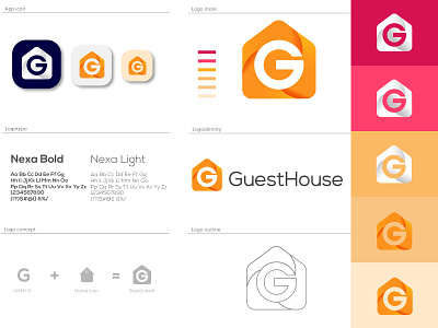 Guesthouse Branding brand identity branding business logo company logo custom logo gradient logo guesthouse home logo icon illustration logo logo design logo mark modern logo property logo realestate business realstate ui