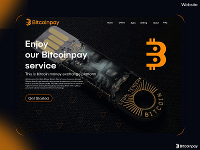 Bitcoinpay logo with website landing page design