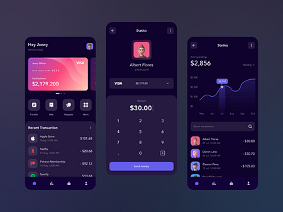 Banking App Concept - Dark Mode 🌙 app banking colorful design fintech ui