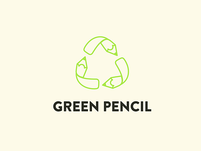 Green Pencil Logo branding brandmark buy green icon line lineart logo minimal pencil recycle simple