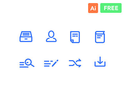 Line Icons Freebie (Search, People, Book, Download)