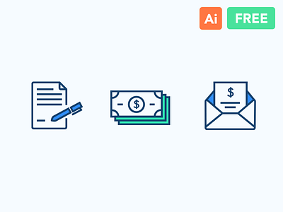 Line Icons Freebie (Contract,Money,Receipt)