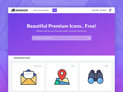 Icon Shop Homepage design free freebies home icons landing page ui ux vectors website