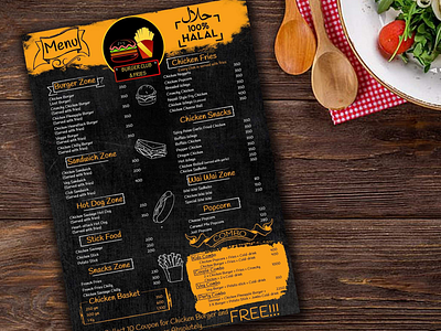 Menu designs for Buger Club and fries graphicdesign graphicdesigner menu menudesigns restuarant