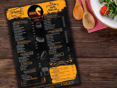 Menu designs for Buger Club and fries