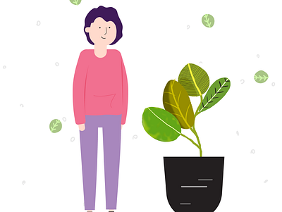 love green.. 2d character foliage illustrator leaf march 15 march 15 plant plant illustration pot tree tree planting feast woman