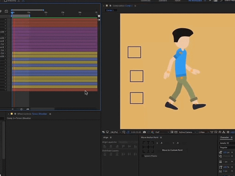 Character Rig after effects character rig walking cycle